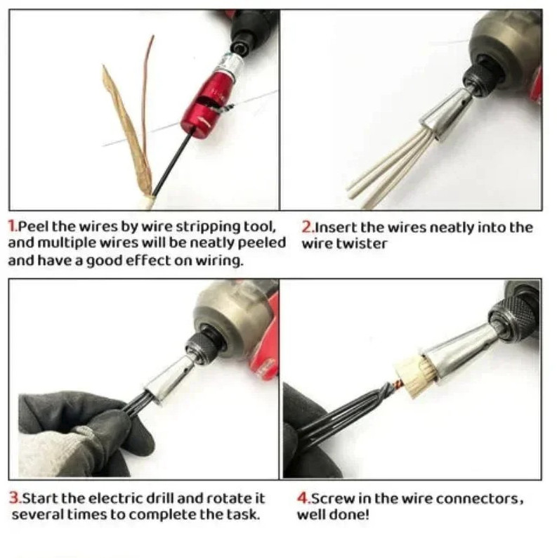 1pc Wire Twisting Tool for Drill: Stainless Steel Quick Connector Cable Twister
