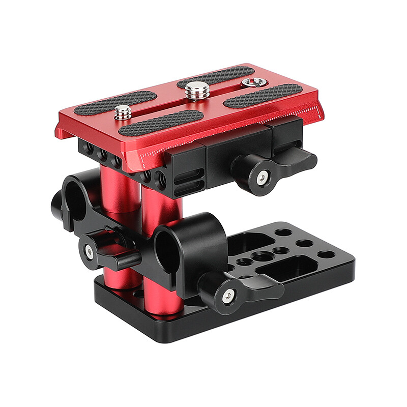 Quick Release Mount Plate w/ 15mm Rail Block & Tripod Base Plate for DSLR Camera