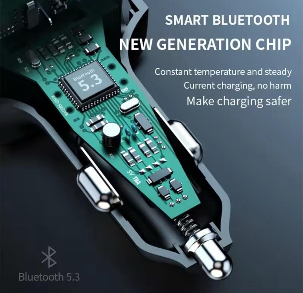 C26 Car FM Transmitter Dual USB Type-C Bluetooth Wireless Speaker Hands-Free MP3