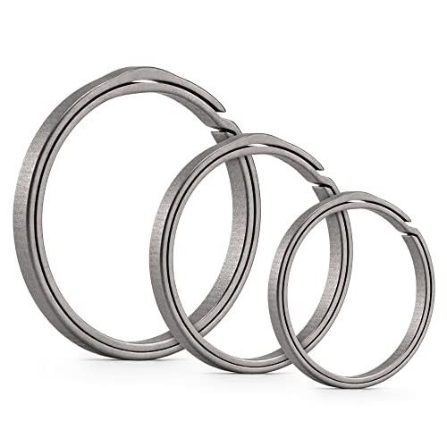 Key Ring for Keychain, Titanium Split Ring 22/27/33mm Side Pushing 1l+1m+1s