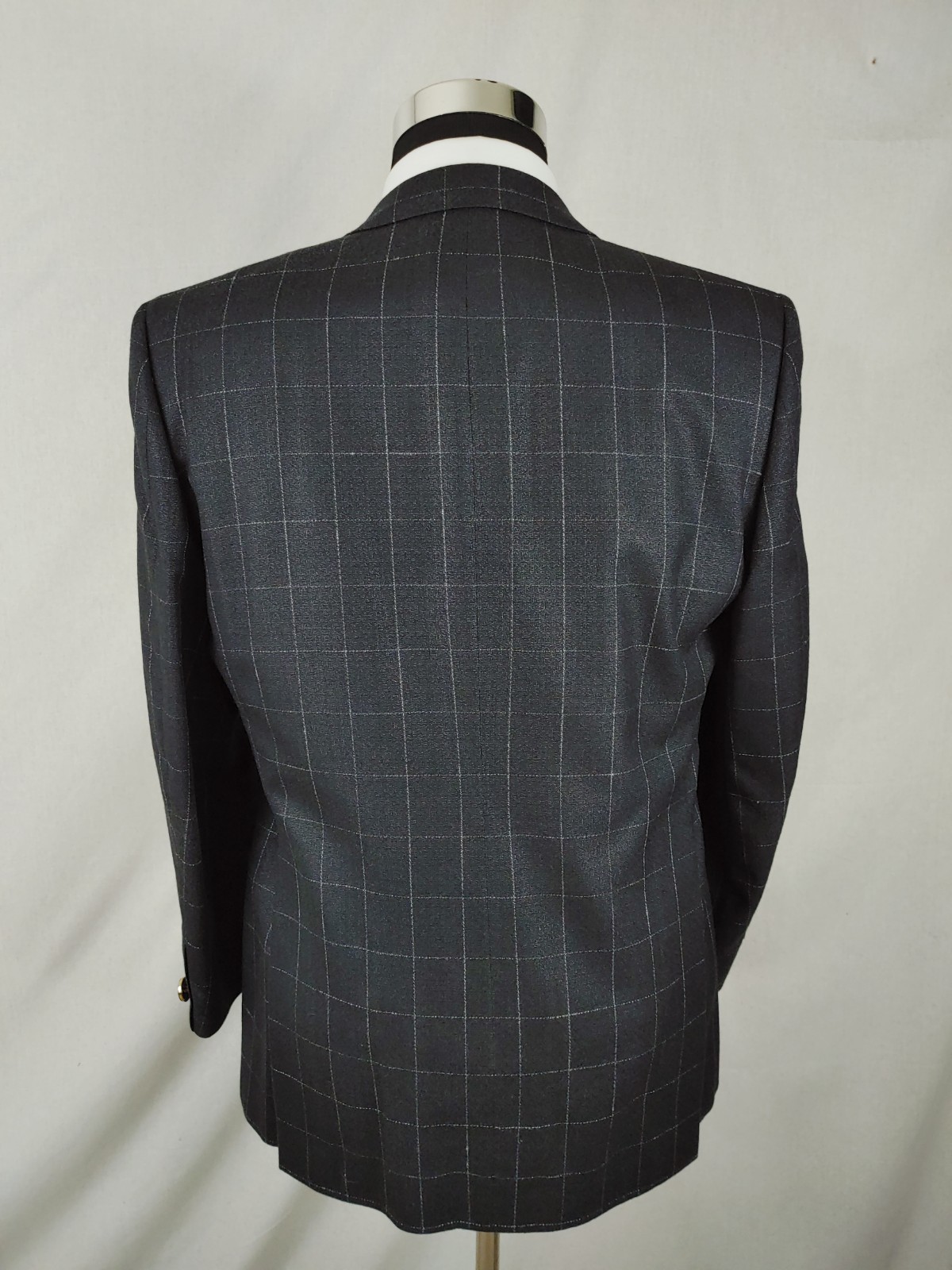 Vintage LeBaron Men's 40/41S Sport Coat Wool Charcoal Gray Black Check Jacket