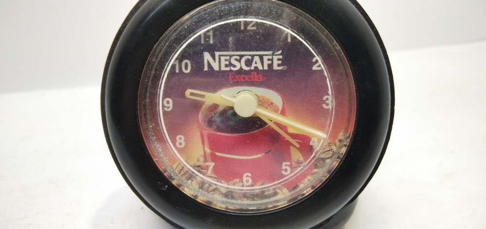 Original Desktop clock with alarm clock on NESCAFE battery, plastic folding