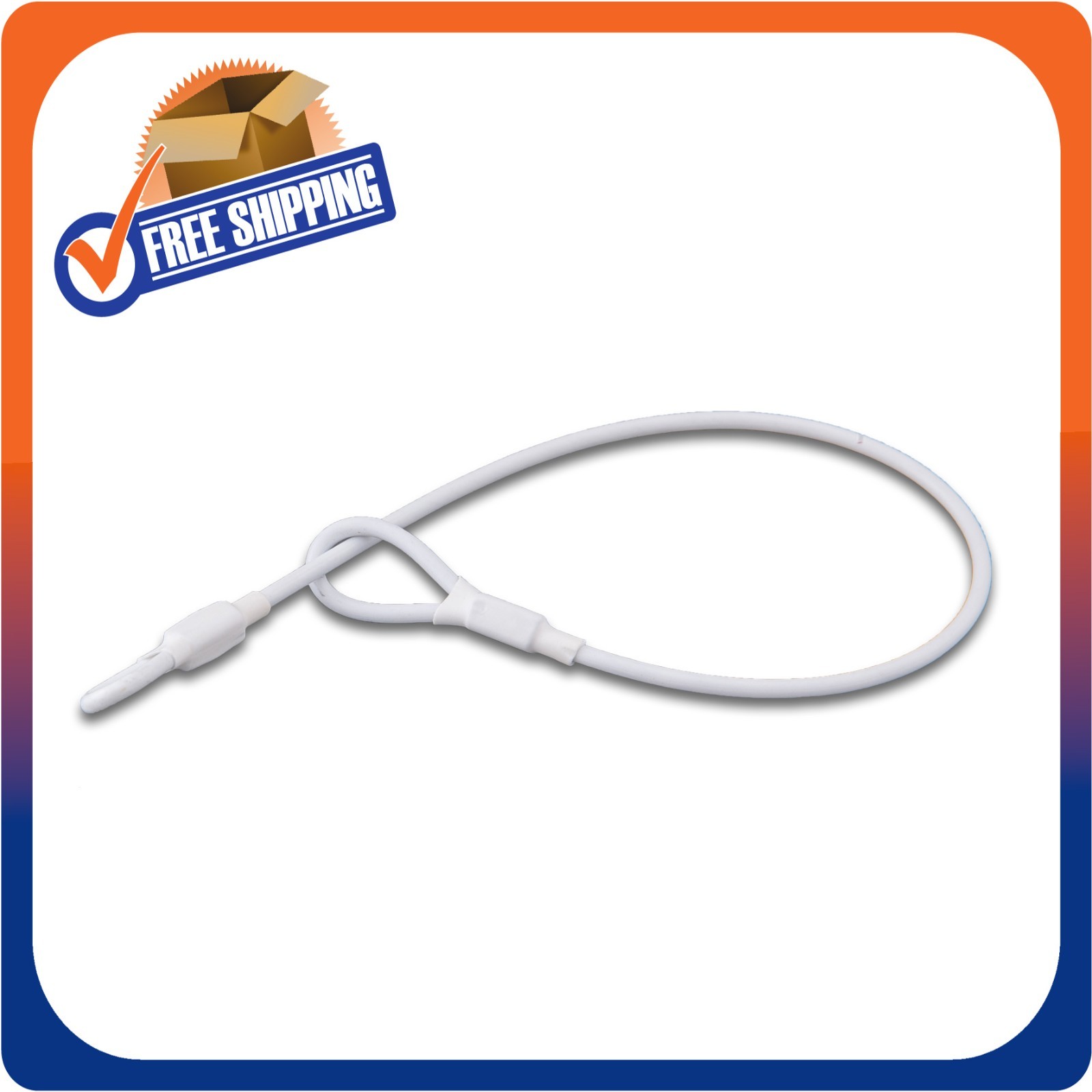 1000 SECURITY LANYARD 2 LOOP WHITE 8 INCH LOSS PREVENTION CHECKPOINT COMPATIBLE