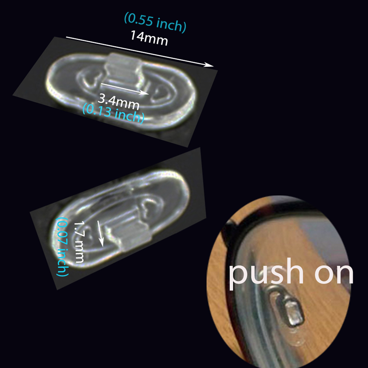 4 pairs eyeglass NOSE PADS High Quality SILICONE push on US Seller