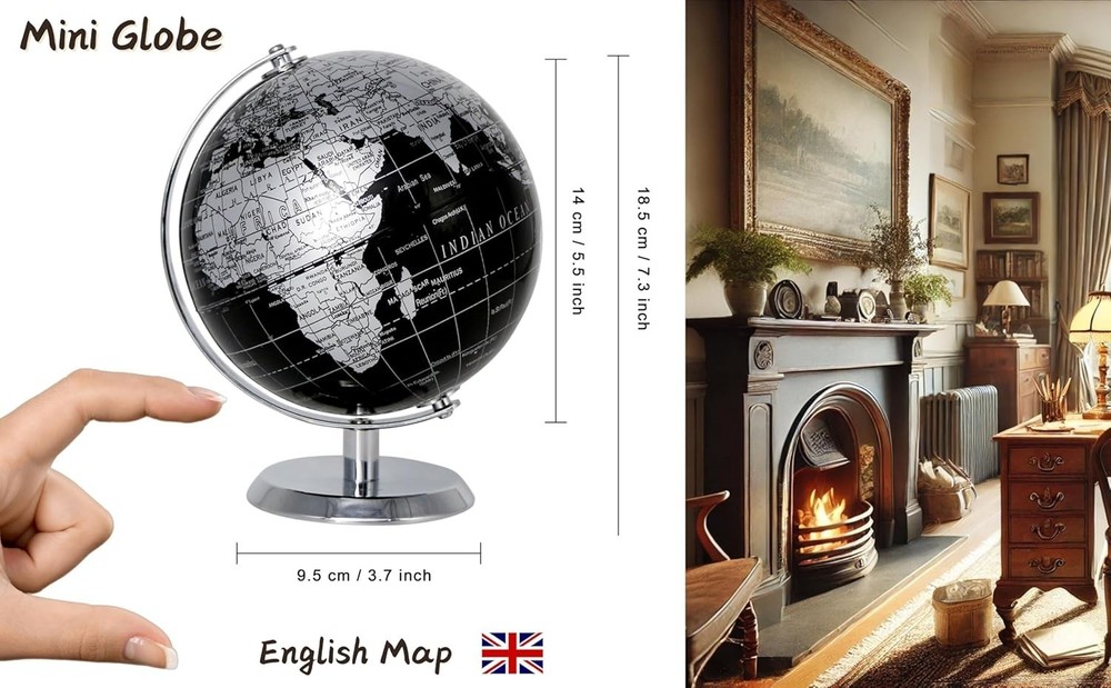High-Quality 5.5-inch Black Globe - Fun Educational Tool for Kids & Decor