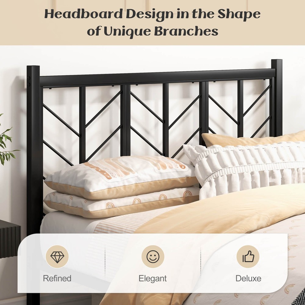 Full Size Platform Bed w/ Headboard 11.5" Under Bed Storage Easy Assembly