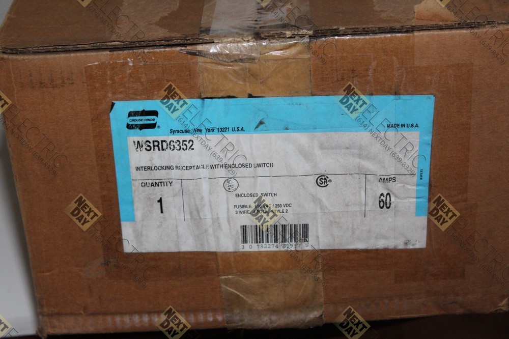 Crouse Hinds, WSRD6352, Interlocking Receptacle Enclosed Switch Disconnect 60a