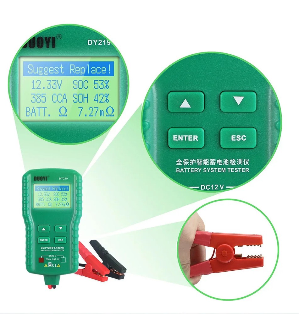 Car AH 100-1000CCA Voltage Battery Analyzer Load Multifunction Diagnostic Tools