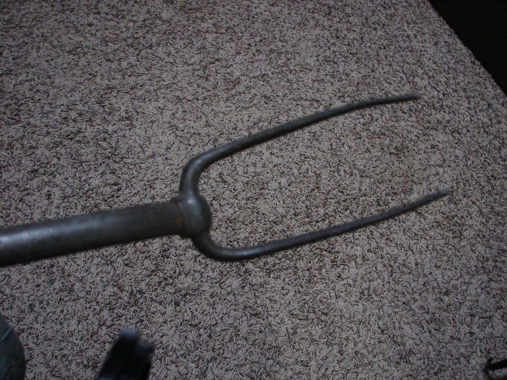Antique US Army Quartermaster Corps Forged Fork Tool Fire Poker Blacksmith Tool