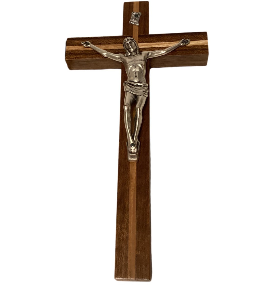INRI CRUCIFIX 8" BOXED Silver Tone