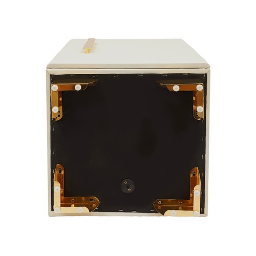 White Wireless Charging Bedside Cabinet w/Lock Bluetooth Speaker Bedside Table