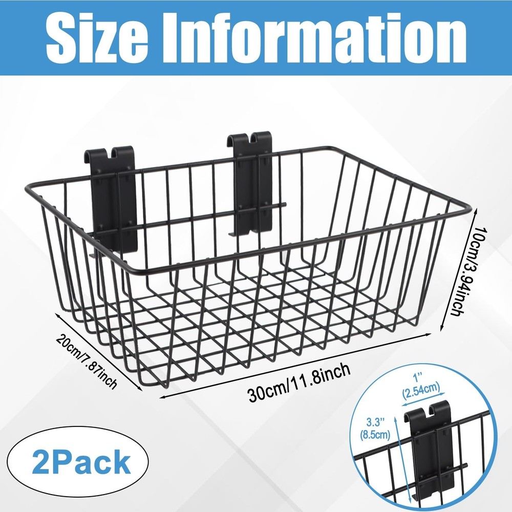Polmart Heavy Duty Gridwall Basket, 2-Pack