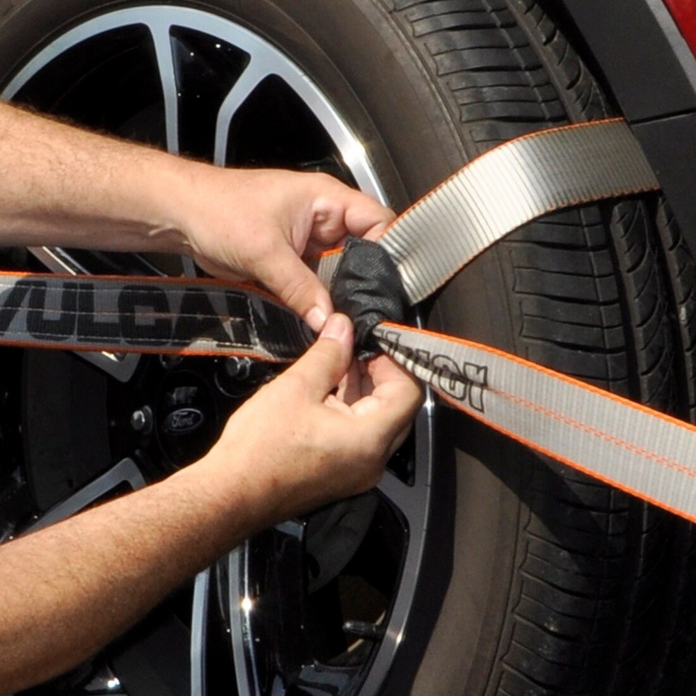 VULCAN 8-Point Roll Back Car Tie Down Kit - Snap Hooks, 4 Pack - Silver Series