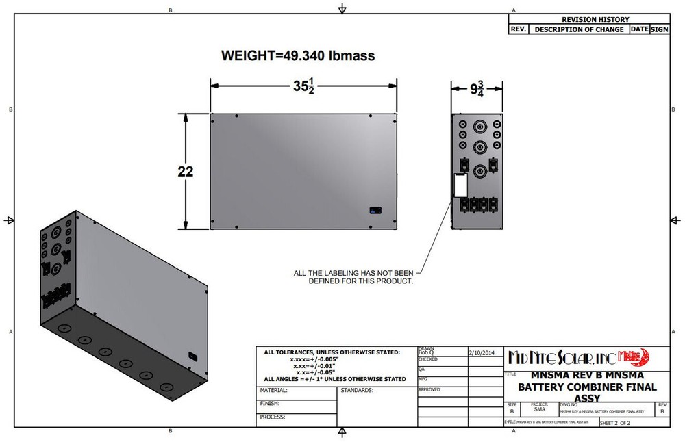 MidNite Solar MNBCB 2000/200 Battery Combiner Box 2000A