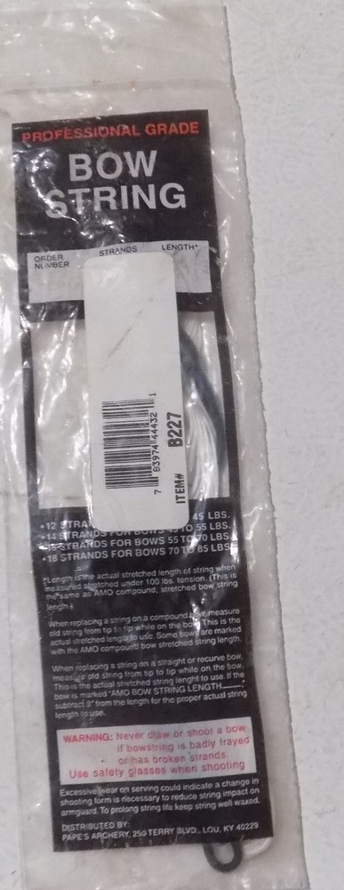 1 Papes Professional Bowstrings B 12str 27"