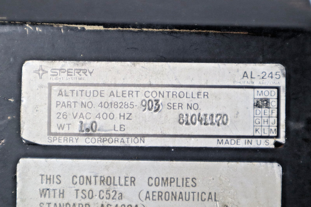 Sperry AL-245 Altitude Alert Controller 4018285-903