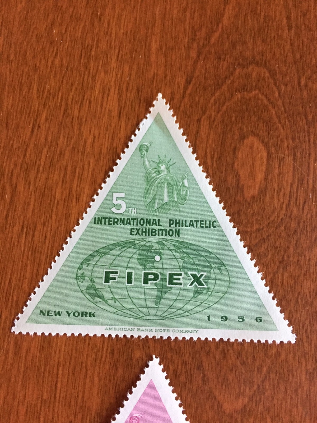 1956 FIPEX TRIANGULAR STAMP LOT 5TH INTERNATIONAL PHILATELIC EXHIBITION NEW YORK