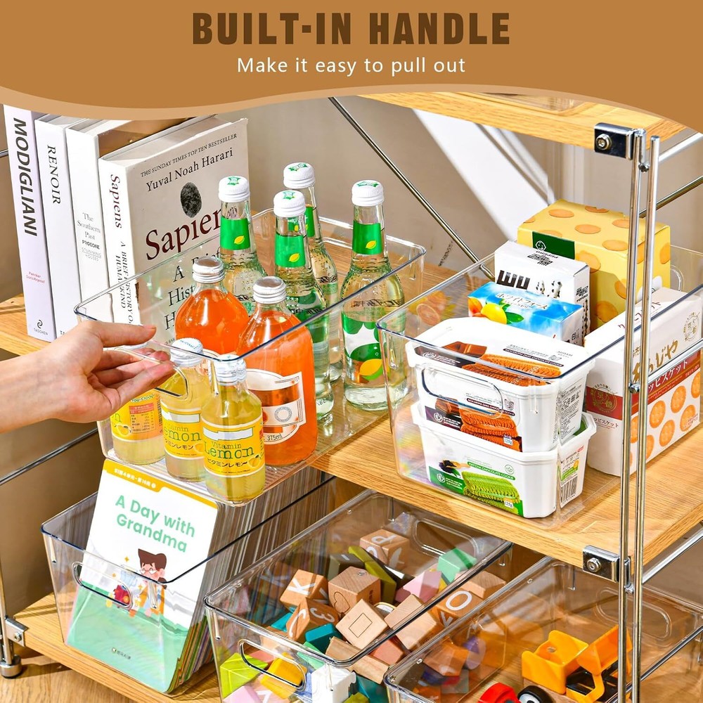 6-Pack Clear Storage Bins with Lids, 7-Quart Stackable, Plastic Bins withHandles