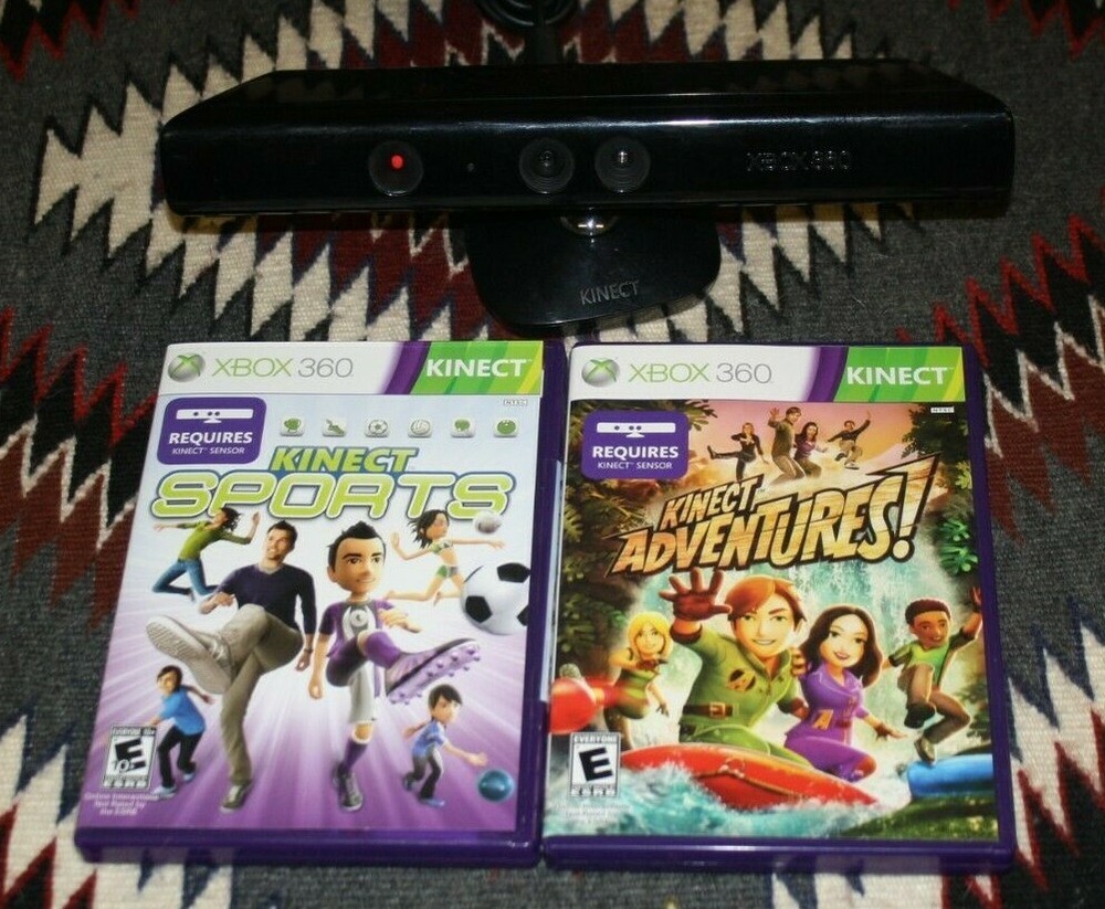 XBOX 360 KINECT SENSOR BUNDLE W/ 2 KINECT GAMES FREE SHIPPING