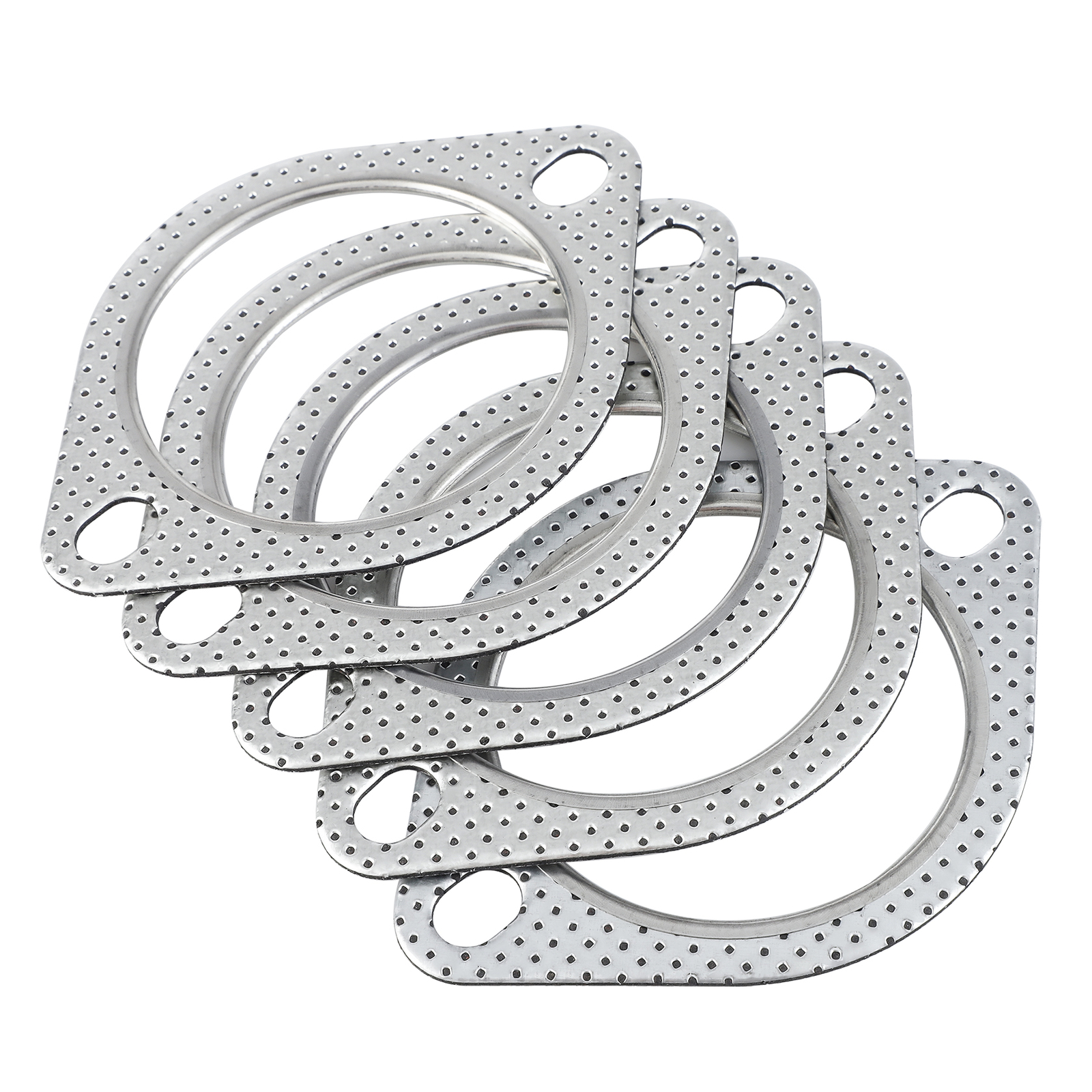 Set of 5 Exhaust Gasket 3in 2 Bolt, High Temp Exhaust Flange Gasket - Heavy Duty