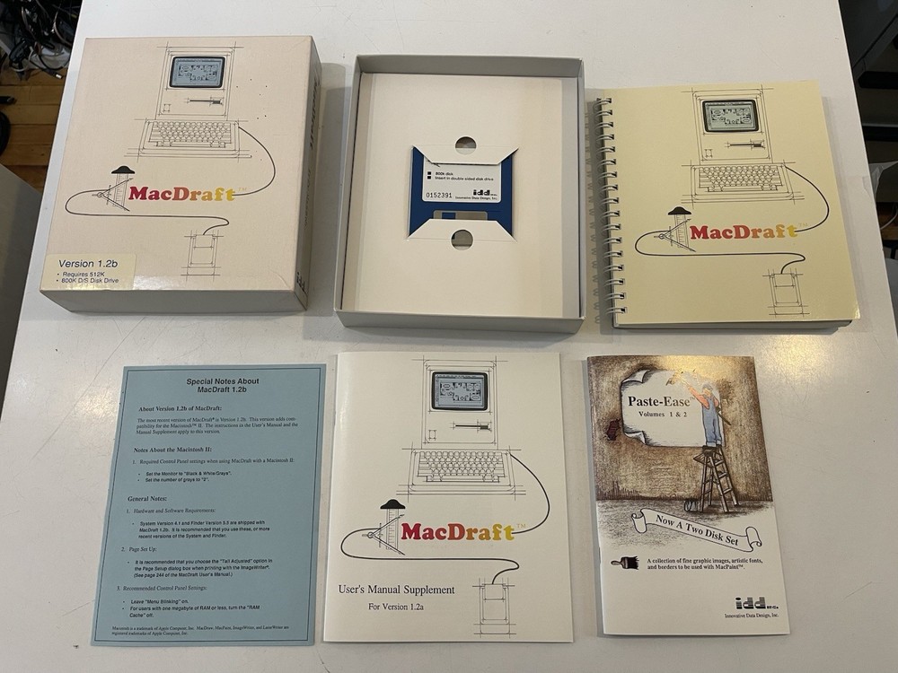 Vintage Macintosh MacDraft 1.2b CAD Software 3.5” Floppy