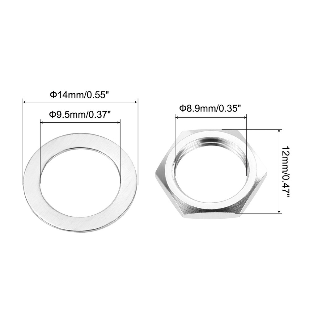4 Set Guitar Nut and Washers 3/8" Input Output Jack Socket Nut Silver