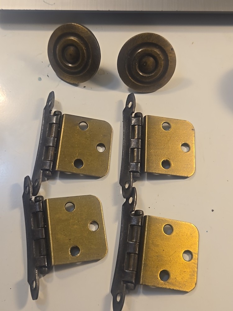 Vintage Brass plated Cabinet Hinges With solid brass Knobs