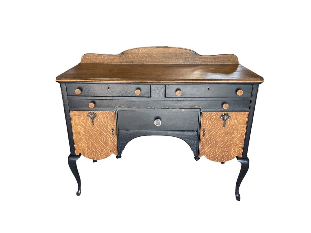 Antique Tiger Wood Sideboard Buffet