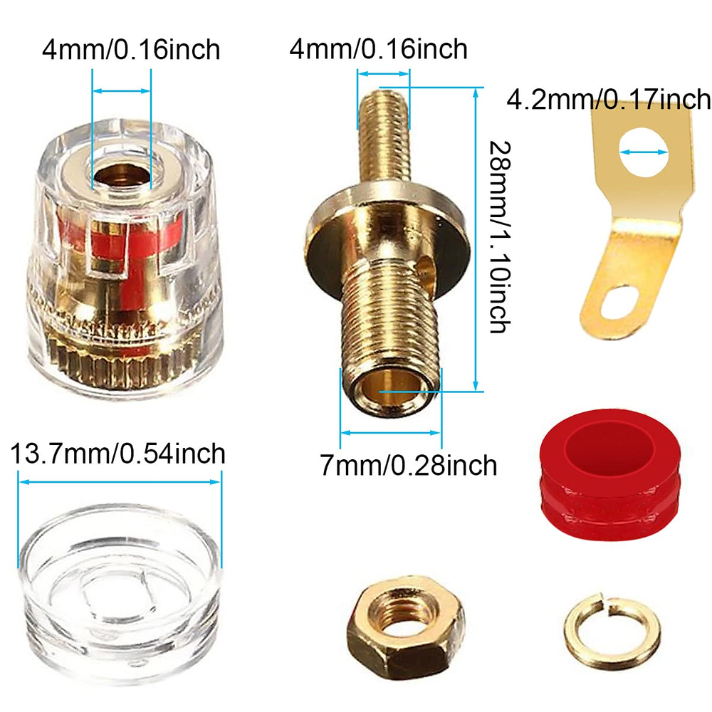 4PCS 4mm Gold plated Socket Binding Post Banana Plug Speaker Terminal Amplifier