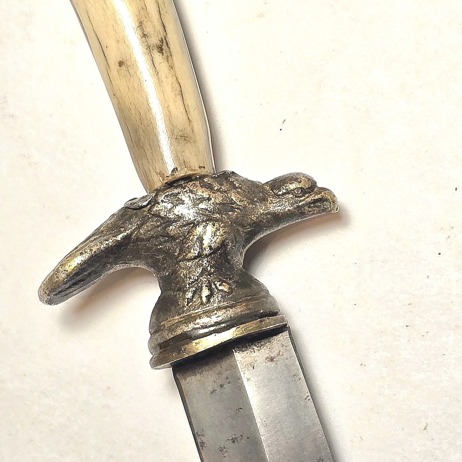 Antique 19th.c. Hand Made Antler Handled Dagger Of Likely American Origin