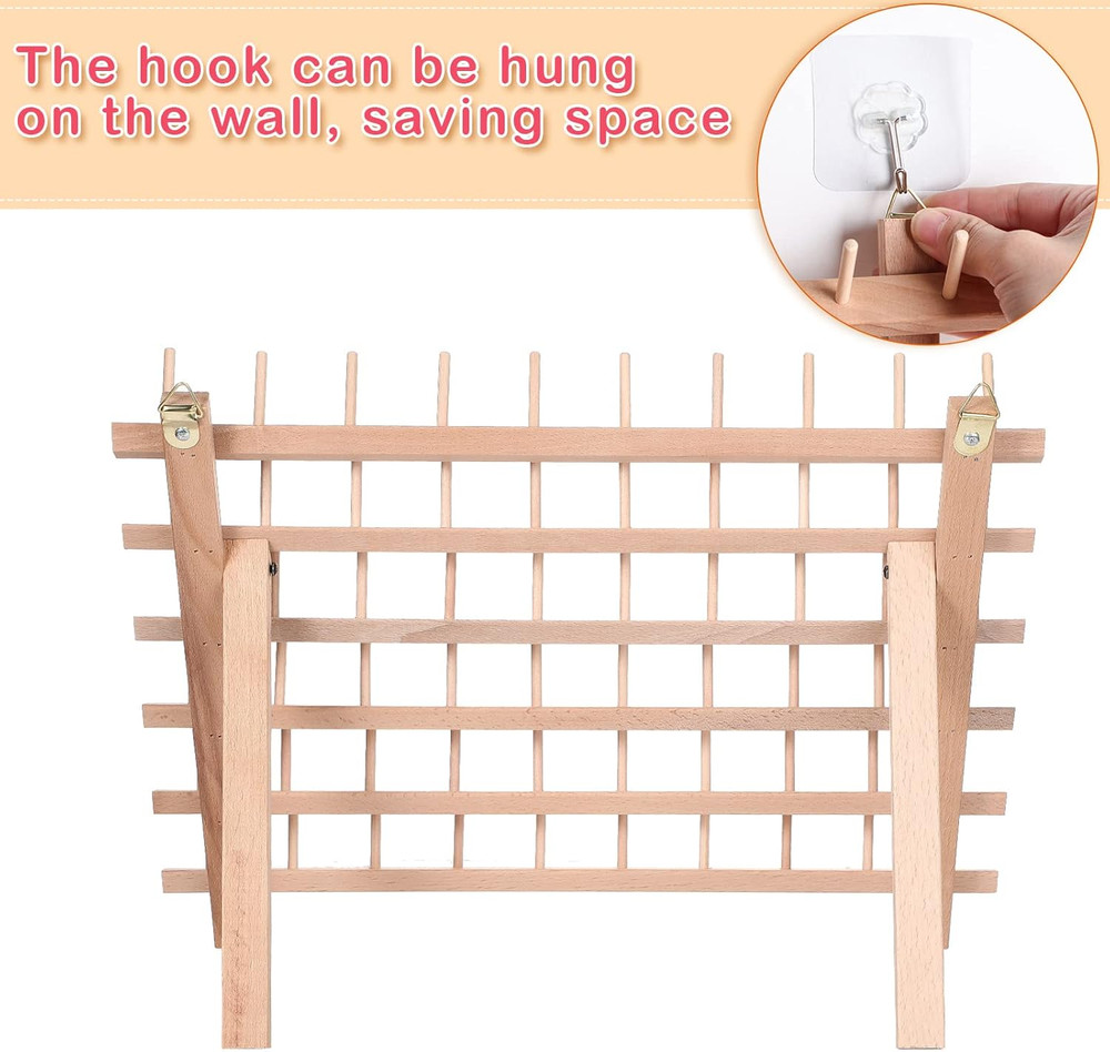 60 Spools Wooden Thread Rack and 48 Pcs Thread Spools Savers/Spool Huggers with