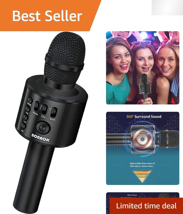 Wireless Bluetooth Karaoke Microphone - 3-in-1 Setup for Endless Fun