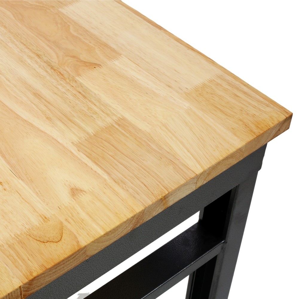 60" Garage Rolling Workbench Adjustable Height Metal Tool Bench Black