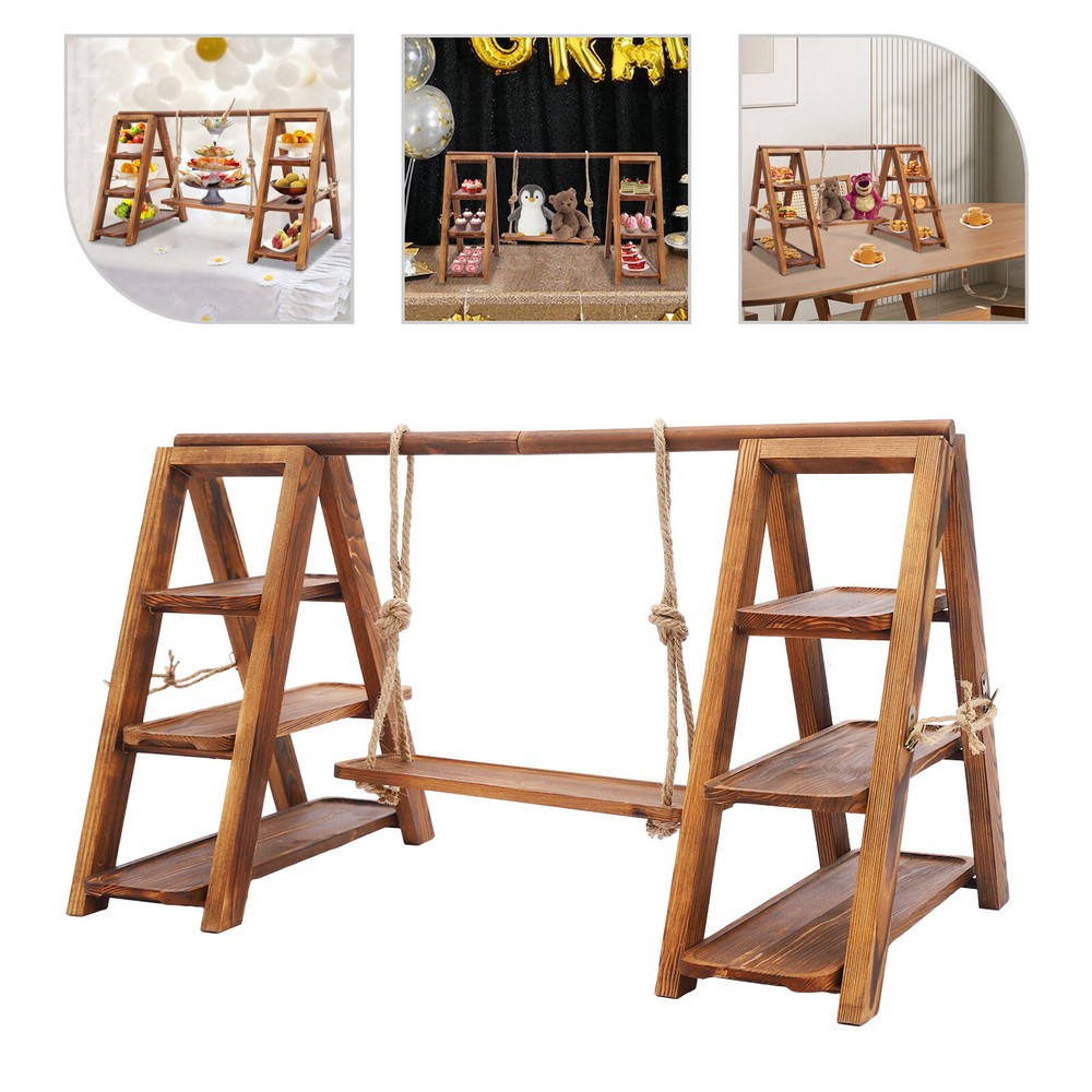 3 Tiers Solid Wooden Simplicity Serving Tray Dessert Stand Decor Cupcake Stand