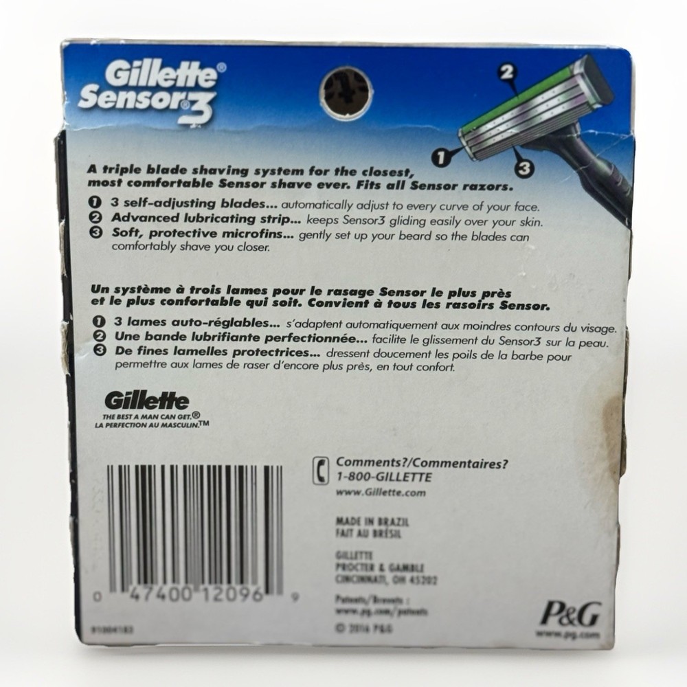 gillette sensor3 refill cartridges scuffed packaging 8 count