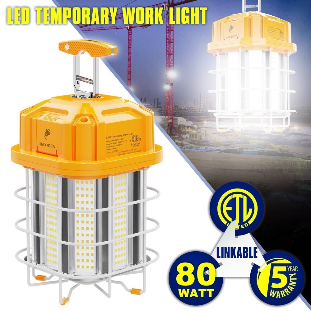 80W LED Temporary Work Light Industrial Linkable Constructions Hanging Lamp ETL