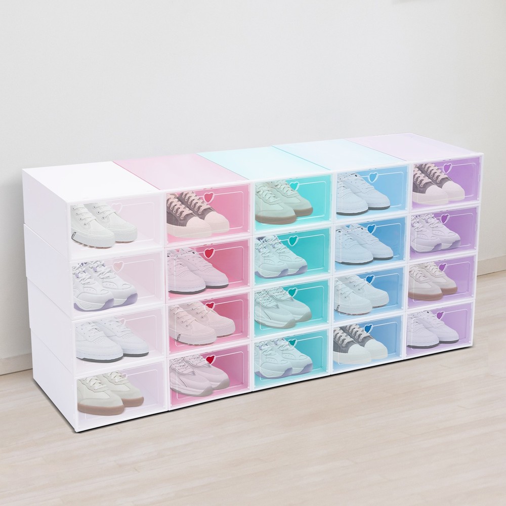 20 PCS Stackable Shoe Boxes, 33*23*14cm Shoe Storage Case, Shoe Organizer Boxes