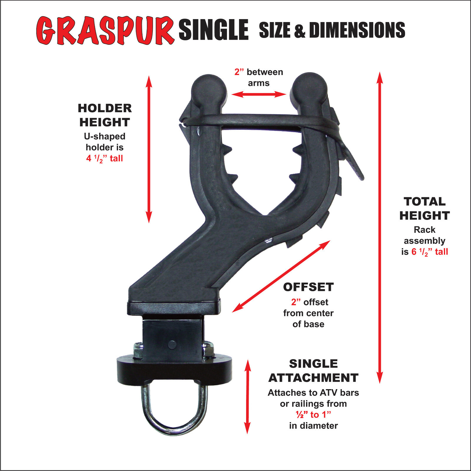 GRASPUR™ ATV Gun & Bow Rack - Single ATV Gun Holder - Model ATV1 - FREE SHIPPING