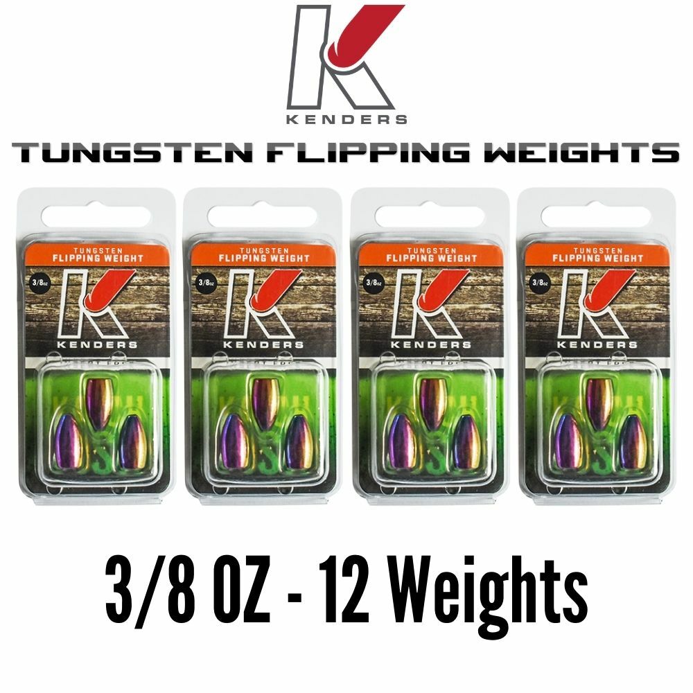 3/8 OZ  RAINBOW METALLIC - 4 Pack (12 Weights) TUNGSTEN Flipping Weights