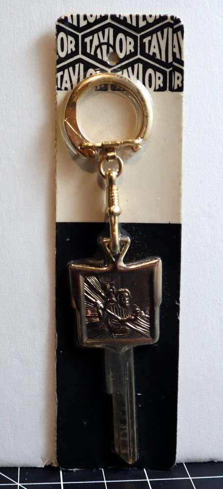 SEALED Vintage Taylor Saint Christopher Key Chain Blank Key