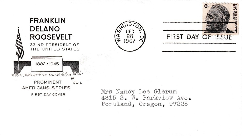 STAMPS US SCOTT 1298  "Roosevelt" 6 CENT 1967 FDC - A