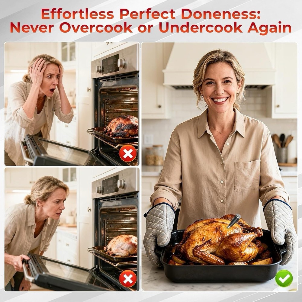 Smart Bluetooth Wireless Meat Thermometer with Probe | Long Range Digital The...