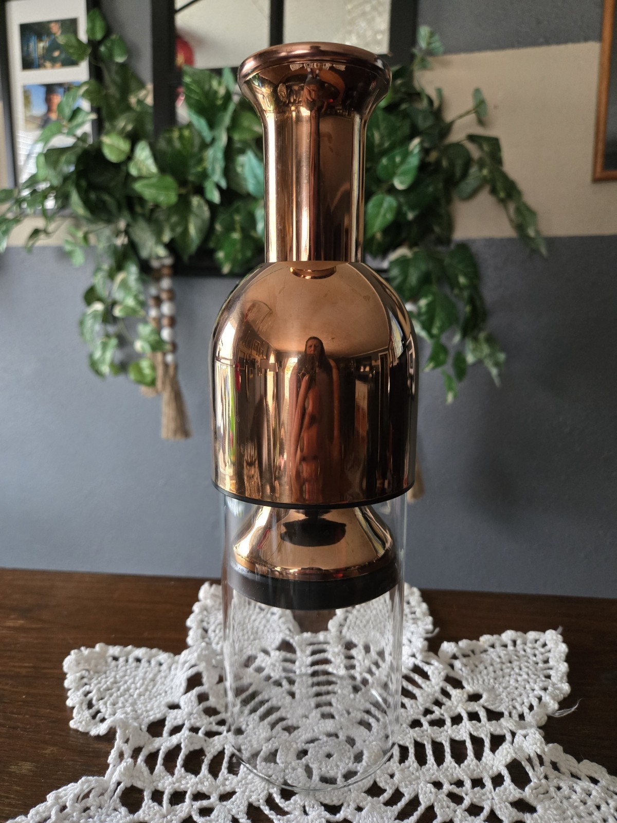 ETO Wine Decanter Copper Mirror Finish 13.8 Inches Tall Airtight