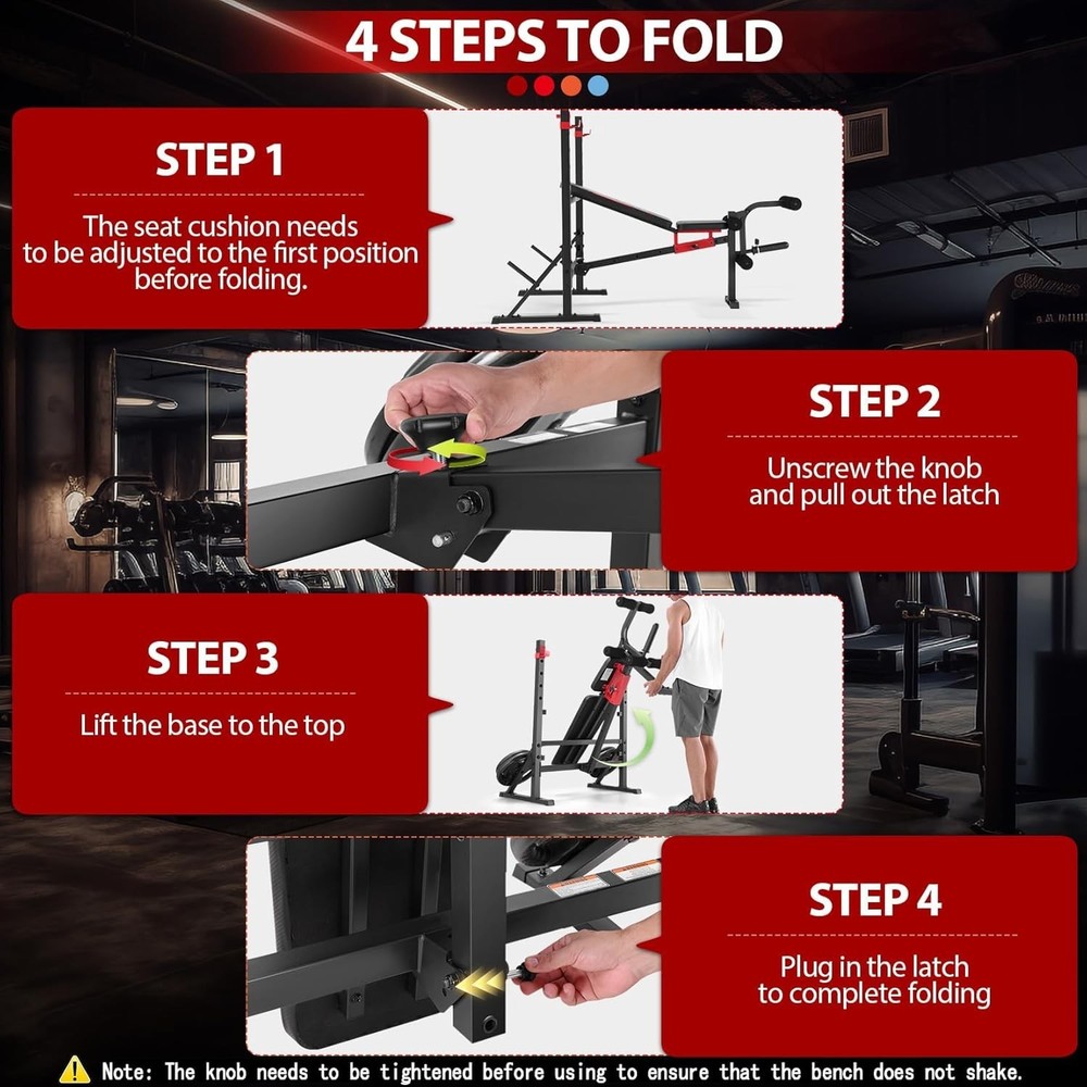 900LBS Weight Bench Set Multi-Purpose Foldable Workout Bench with Squat Rack /*
