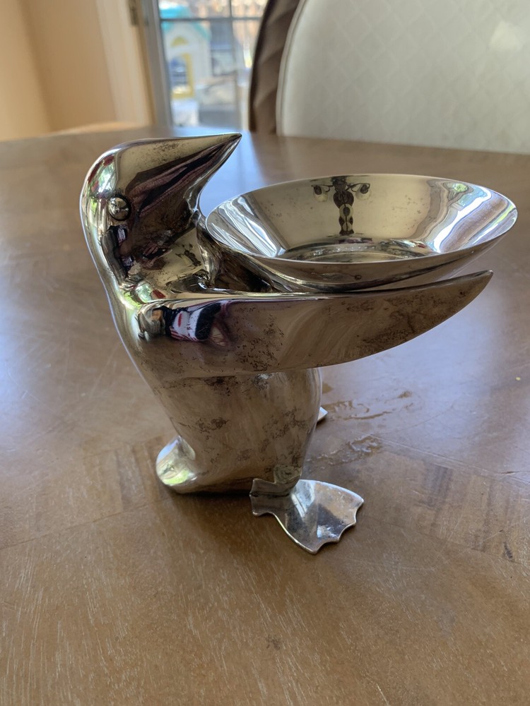 Restoration Hardware Silver Plate Penguin Butler Candy Dish Keys Nuts