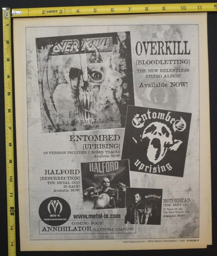 Overkill 200/2012 2PC Album Release /Signing Ad Lot