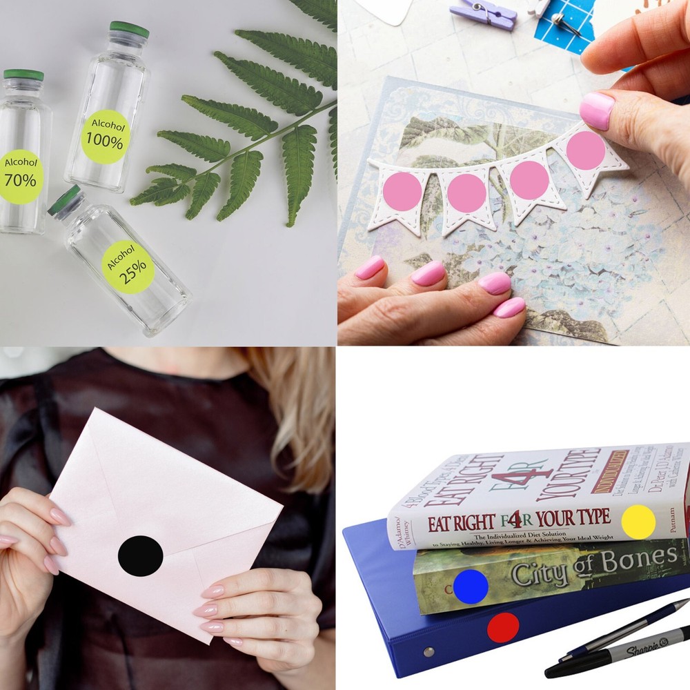 Color-Coding Labels in White Various Sizes 8MM-38MM (¼ " - 1 ½ ") 15 Sheets