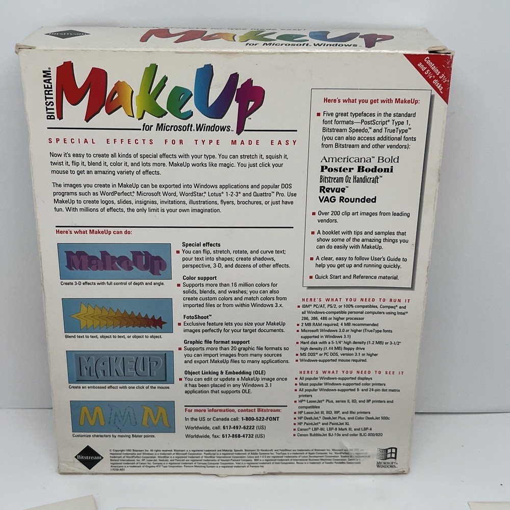 Bitstream Make Up For Microsoft Windows Special Effects For Type Made Easy 1992