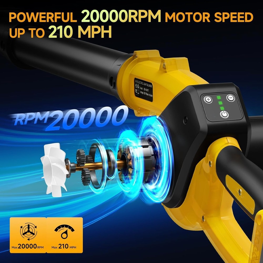 Efficient Battery-Powered Leaf Blower with Two Batteries & Fast Charger Included