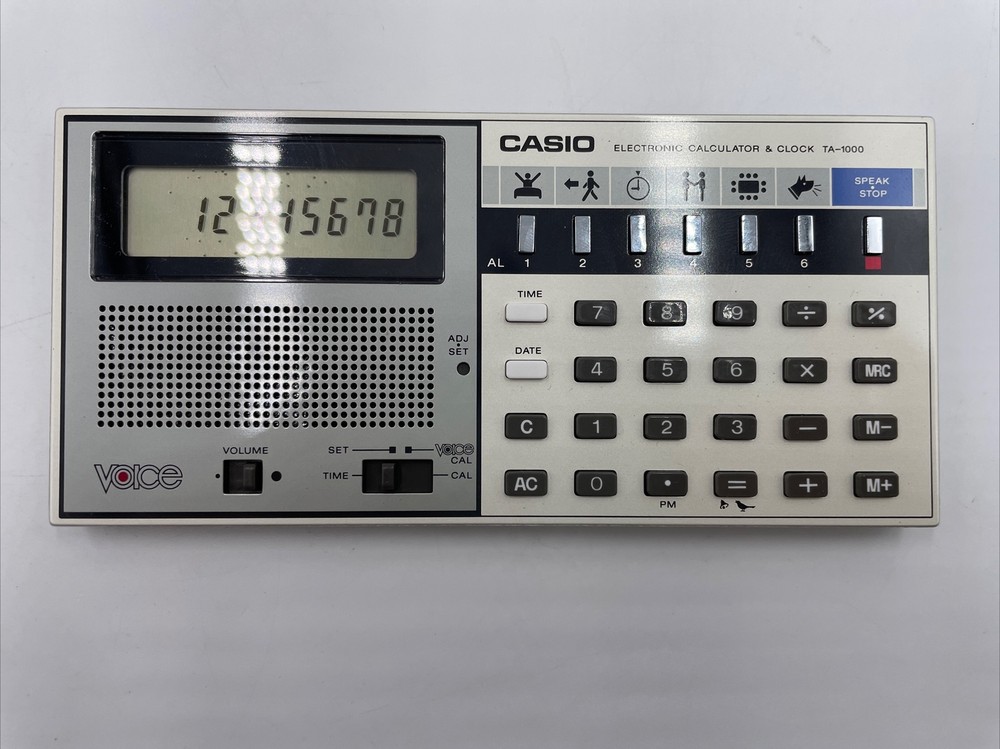 Casio Voice TA-1000 Calculator & Clock Box 1983
